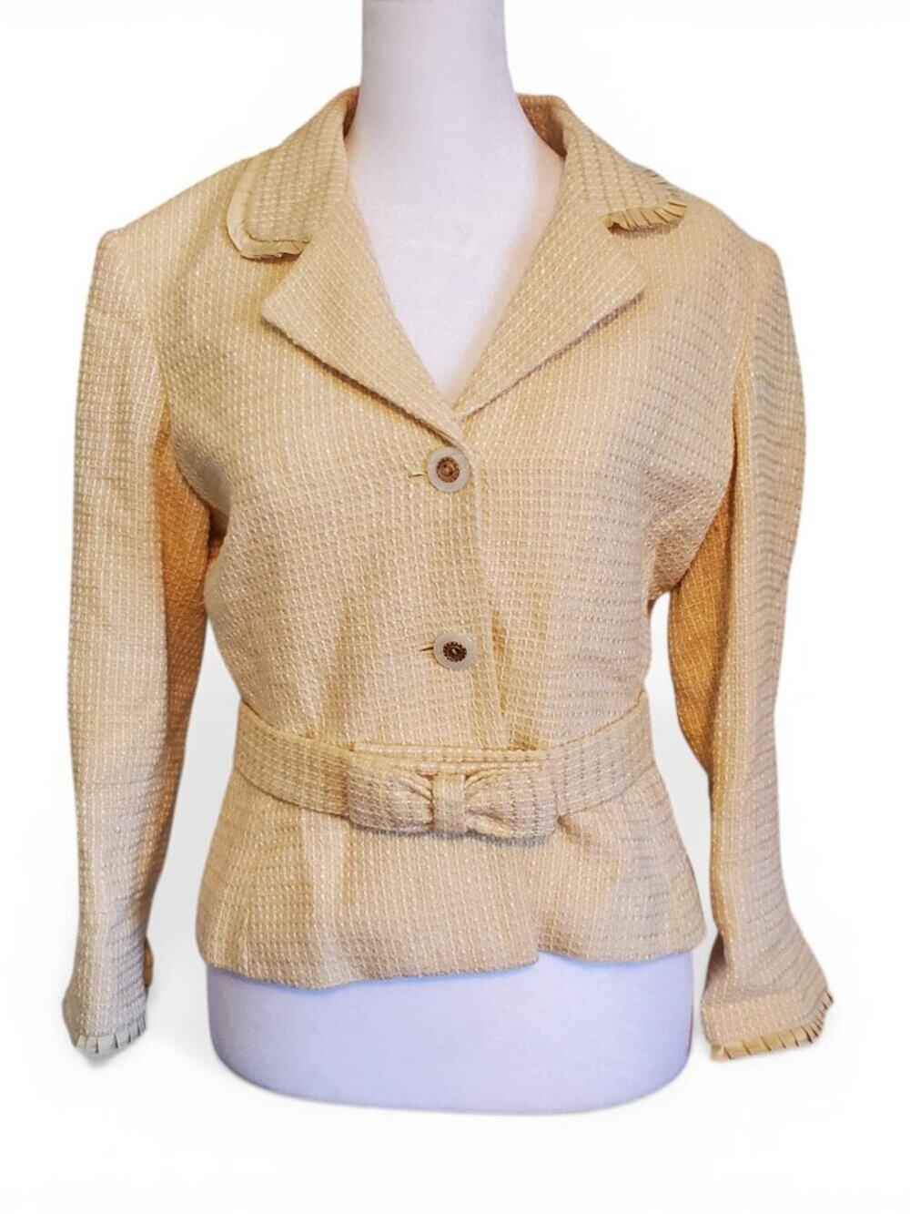 Moda International Y2K Butter Yellow Blazer Jacket Twee Preppy